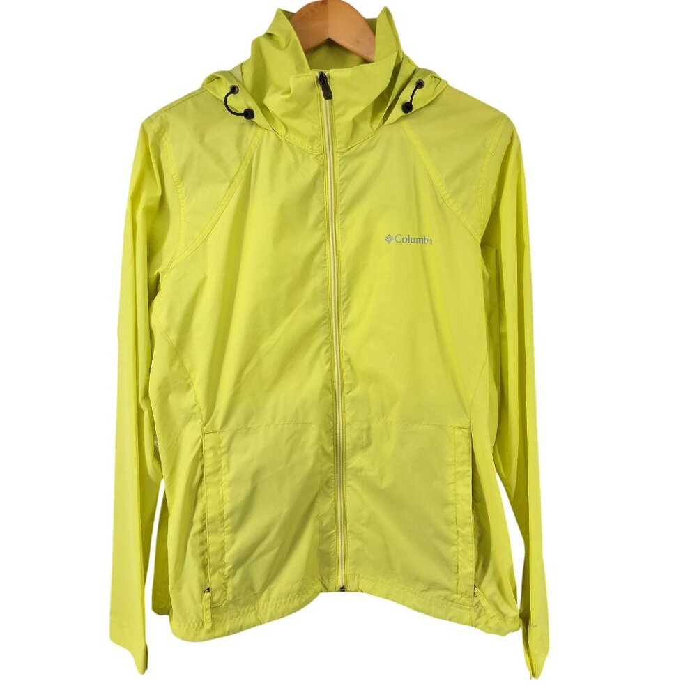 Columbia Yellow Hooded Lightweight Rain‎ Jacket L